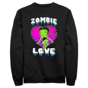 Mens Betty Boop Halloween Green Zombie Love Sweatshirt